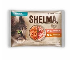 SHELMA Kitten with lašiša and kalakutiena in sauce – šlapias kačių maistas – 4x85g