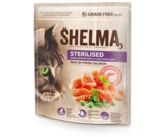 SHELMA Sterilised Rich in lašiša – sausas kačių maistas – 750g