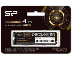 Ssd silicon power us75 4tb m.2 gen4 nvme 7000/6500 mb/s (sp04kgbp44us7505)