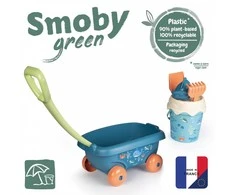 „Smoby“ vežimėlis su kibire ir bioplastikų smėlio aksesuarais