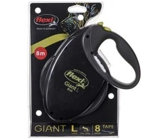 Smycz flexi automatinė giant l taśma 8 m - šuniui do 50 kg, spalva juoda-geltona