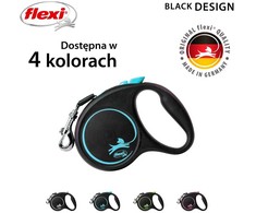 Smycz flexi automatinė juodas design s taśma 5 m - šuniui do 15 kg, spalva mėlyna