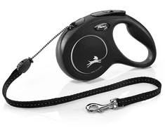 Smycz flexi automatinė new classic m linka 5 m - šuniui do 20 kg, spalva juoda