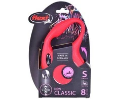 Smycz flexi automatinė new classic s linka 8 m - šuniui do 12 kg, spalva raudona