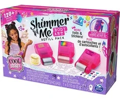 Spin Master „Cool Maker“, „Shimmer Me“ kūno meno papildymo pakuotė su išskirtiniais blizgučiais, 3 metalinės folijos, daugiau nei 120 dizainų, laikinos tatuiruotės vaikams nuo 8 metų amžiaus, vaikiškų tatuiruočių rinkinys, 8 metai, daugiaspalvis