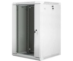 Lanberg Sieninė instaliacinė spintelė 19 18u 600x600mm pilka (stiklinės durys)