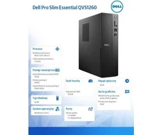 Stacionarus kompiuteris Kompiuteris „Dell Pro Slim Essential QVS1260“, „Win11Pro U5“, 225 GB, 16 GB, 512 GB SSD, „Intel UHD“ ir „Wi-Fi“, 32 GB RAM, „Bluetooth“, 1080p, pelė, 3 metai