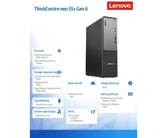 Lenovo ThinkCentre neo 55s Gen 6 AMD Ryzen™ 7 250 16 GB DDR5-SDRAM 1 TB SSD Windows 11 Pro SFF kompiuteris juodas