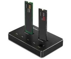 Stacionarus kompiuteris Qoltec Doko stotelė dysków ssd m.2 nvme sata usb-c dual 2 x 2tb