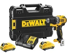 Suktuvas - gręžtuvas dewalt dcd701d2-qw akumuliatorinė 2x 12v 2ah xr tstak juoda, geltona