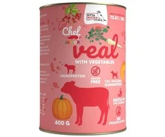SYTA MICHA Chef Veal with vegetables Junior – drėgnas ėdalas šunims – 400g