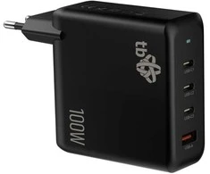 TB Įkroviklis jungiama į tinklą 3x USB C + USB A Power Delivery juoda, GaN 100W