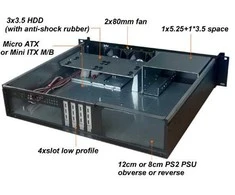 Techly kompaktowa obudowa pc atx rackowa 19 cali 2u juoda i-case ipc-240l
