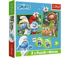 TREFL 93656 Dėlionė 2in1 + MEMOS Laimingi Smurfai Žaidimai