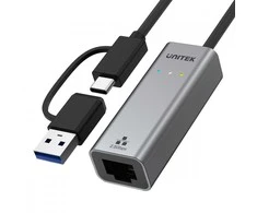 „Unitek“ adapteris USB-A/C 3.1 Gen1 RJ45; 2,5 Gbps; U1313C