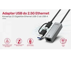„Unitek“ adapteris USB-A/C 3.1 Gen1 RJ45; 2,5 Gbps; U1313C