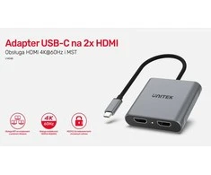 Unitek Adapteris usb-c - 2x hdmi 2.0; 4k mst; m/f