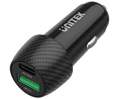 Unitek automobilinis įkroviklis 38w, usb-a usb-c, qc3.0, p1400a