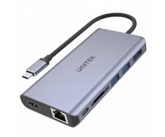 Unitek Hub usb-c 2x usb 3.1, hdmi 2.0, dp 1.4, rj45, sd, pd 100w; d1056a