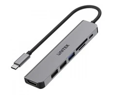 Unitek Hub usb-c 7w1 aliuminio pd 100w ; 5 gbps ; hdmi 4k