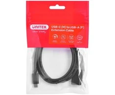 Laido adapteris Unitek (C476BK-1M) USB-C (M) – USB-A (F) 10Gbps 60 W