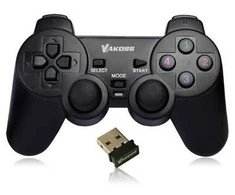 Vakoss belaidis USB žaidimų pultelis su dvigubo smūgio funkcija, PC/PS3, skaitmeninis ir analoginis režimas, gp-4705bk juodas