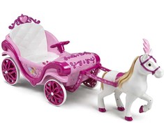 Huffy elektrinė Disney princesės karieta su arkliuku 6 V rožinė