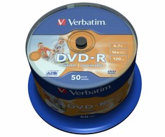Verbatim Dvd-r 16x 4.7gb 50p cb, galima spausdinti 43533