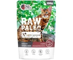 Kačių Maistas - VetExpert Raw Paleo Suaugusiųjų Sterilizuotas Tunas 100g