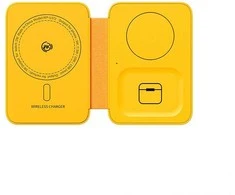 WEKOME WP-U172 - 3-in-1 belaidis įkroviklis su MagSafe for Apple iPhone, Apple Watch, and AirPods + Mirror Geltona