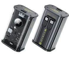 WEKOME WP-345 Vanguard serija – 10 000 mAh maitinimo blokas, greitas įkrovimas naudojant įmontuotą USB-C ir Lightning PD 20 W laidą + QC 22,5 W (juodas)