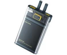 WEKOME WP-323 Vanguard serija – 10 000 mAh super įkrovimas su integruotu USB-C ir žaibo kabeliu PD 20W + QC 22.5W (juodas / skaidrus)