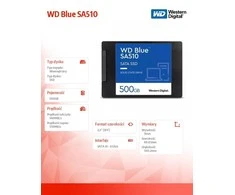 WD Mėlyna SA510 SSD 500GB SATA III 6Gb/s korpuse, 2.5" 7mm vidinėje dalyje, vienoje pakuotėje, maitinamas „SANDISK“