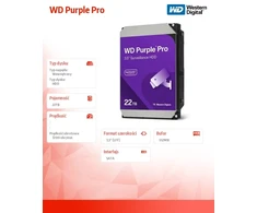 Western Digital Dysk hdd violetinė pro 22tb 3,5' wd221purp
