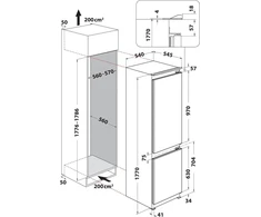 Whirlpool šaldytuvas-šaldiklis Montuojama whc18d071a1
