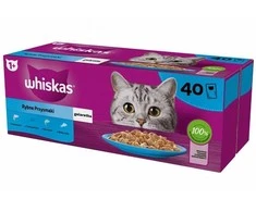 Whiskas Adult (40x85g) Žuvies Skanėstai Suaugusiems Katėms 4 Skoniai Geleje