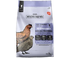 WIEJSKA ZAGRODA Sterilised vištiena with quail – sausas kačių maistas – 3kg
