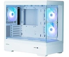 Zalman P30 V2 Baltas micro-ATX grūdinto stiklo panoraminis vaizdas 3 x 120 mm ARGB ventiliatorius
