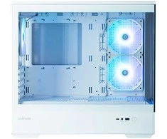 Zalman P30 V2 Baltas micro-ATX grūdinto stiklo panoraminis vaizdas 3 x 120 mm ARGB ventiliatorius