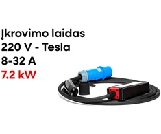 Įkrovimo laidas tesla mašinai iš JAV ( 32A, 1 fazė 7.2 kW)