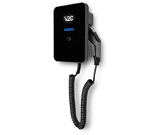 V2C Trydan PRO versijakrovimo stotelė 22kW su ekranu, 3 fazių, Type 2 spiralinis kabelis (5m), dinaminis balansavimas