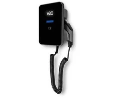 V2C Trydan PRO versijakrovimo stotelė 22kW su ekranu, 3 fazių, Type 2 spiralinis kabelis (5m), dinaminis balansavimas