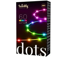 „Twinkly Dots“ išmaniosios LED lemputės, 60 RGB (daugiaspalvės), maitinamos USB, 3 m, skaidrios RGB – 16 mln.+ spalvų