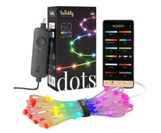 „Twinkly Dots“ išmaniosios LED lemputės, 60 RGB (daugiaspalvės), maitinamos USB, 3 m, skaidrios RGB – 16 mln.+ spalvų