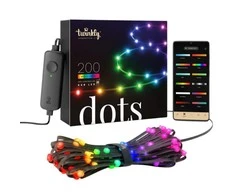 Lubinis šviestuvas „Twinkly Dots“ išmanusis LED šviestuvas 200 RGB, 10 m, juodas laidas | Daugiaspalvis