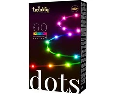 „Twinkly Dots“ išmaniosios LED lemputės, 60 RGB (daugiaspalvės), maitinamos per USB, 3 m, Juodas RGB – 16 mln. spalvų