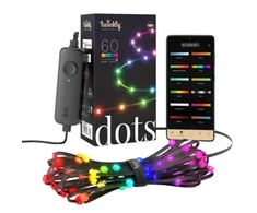 „Twinkly Dots“ išmaniosios LED lemputės, 60 RGB (daugiaspalvės), maitinamos per USB, 3 m, Juodas RGB – 16 mln. spalvų