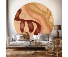 Artgeist Apvalus fototapetas - Colorful shapes – worn-out figures in lime wash technique