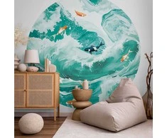 Artgeist Apvalus fototapetas - Fish and waves