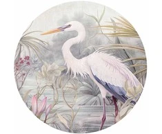 Artgeist Apvalus fototapetas - Heron wading in a pond - illustration in bright colours